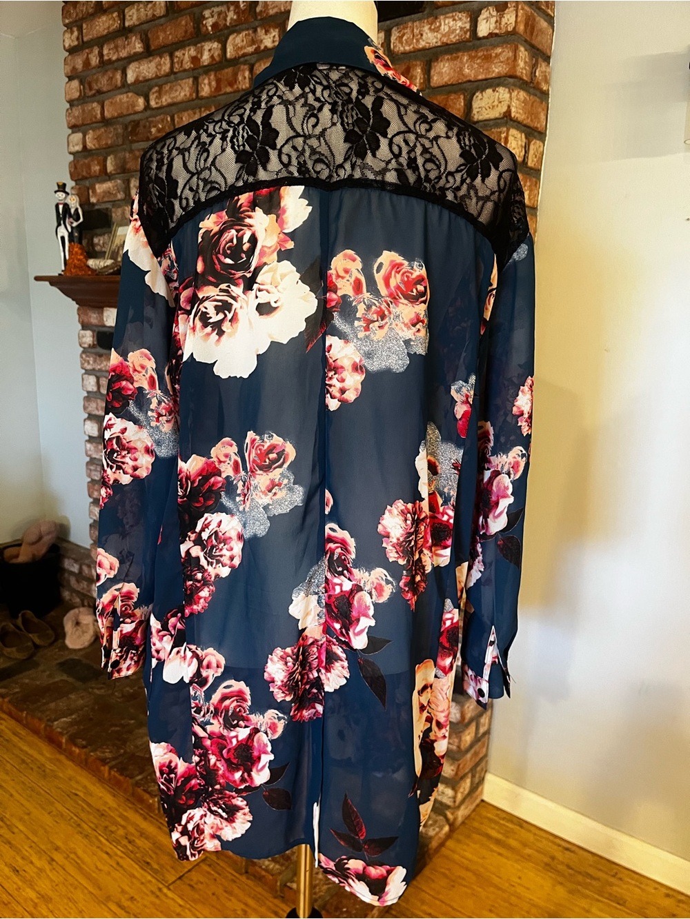 Band of Gypsies Teal Open Front Kimono - Picture 6 of 7